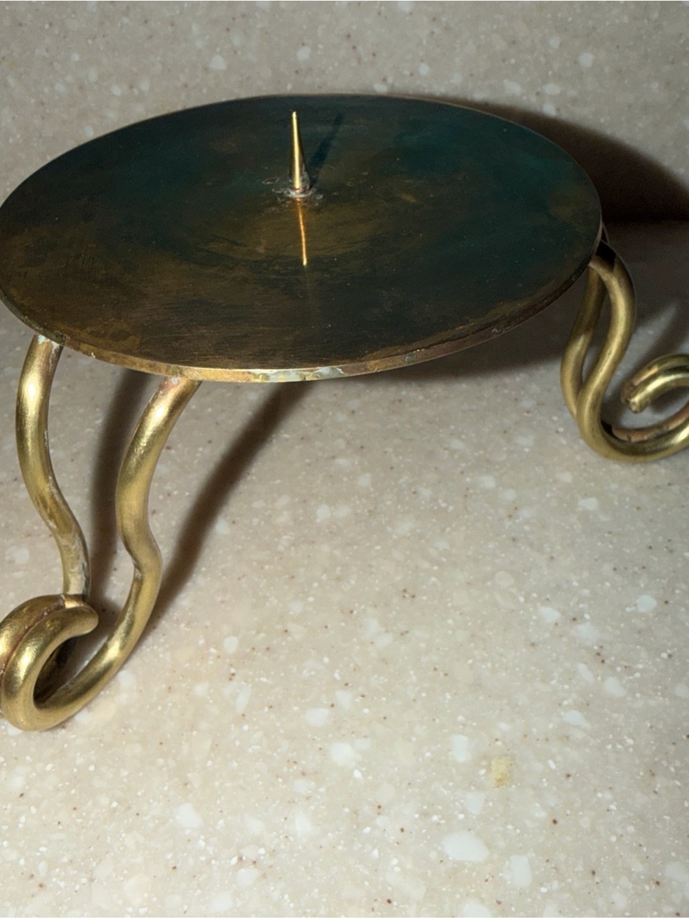 Brass Three-Leg Candle Holder with Spike